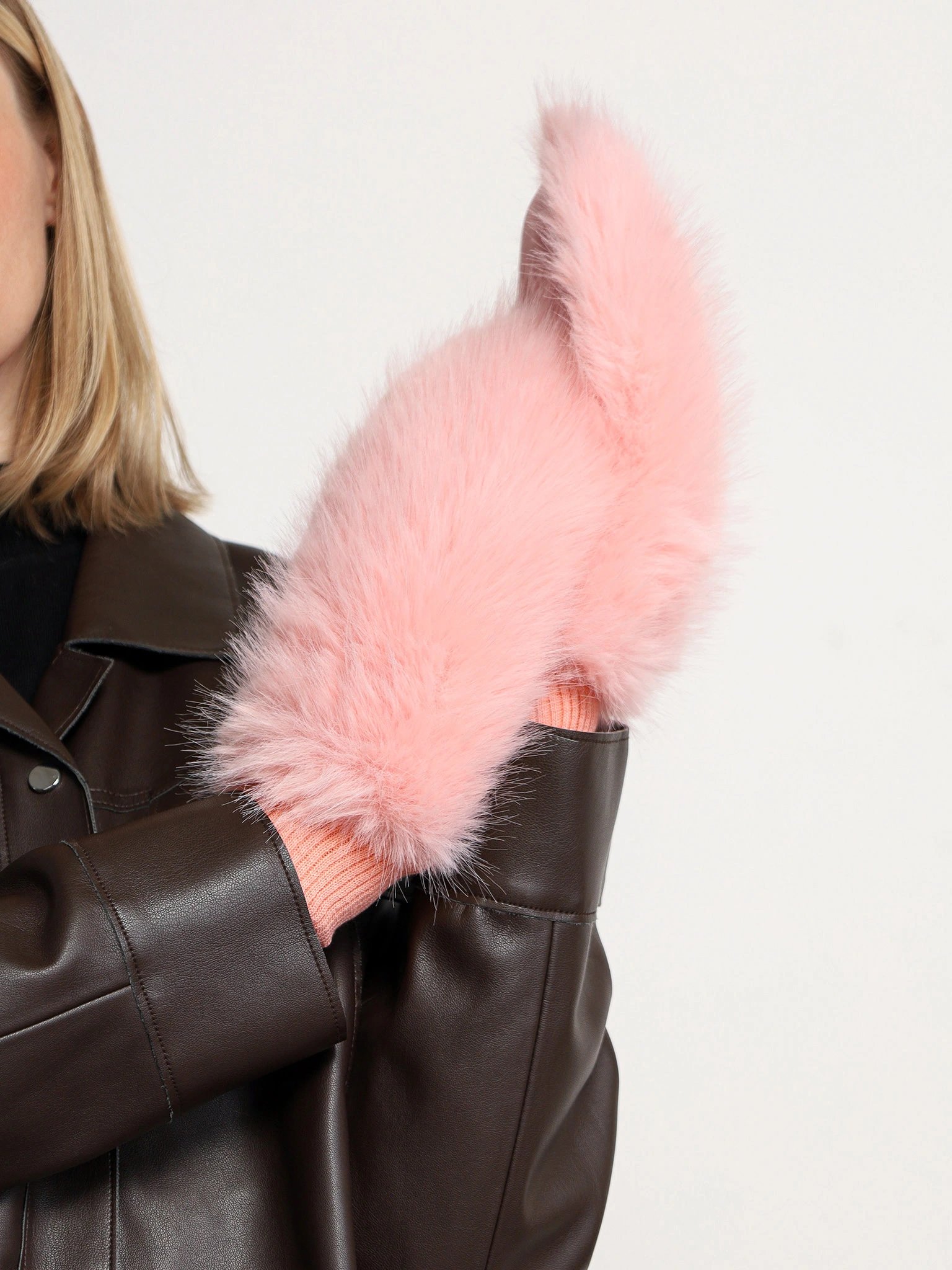 Варежки меховые комбинированные